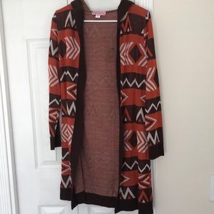Aztec design long cardigan